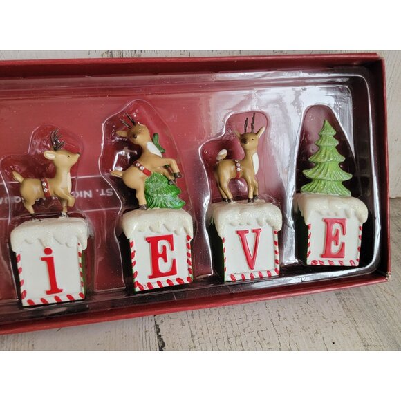 St Nicholas square Believe AS IS letter sign reindeer set xmas - Picture 5 of 14